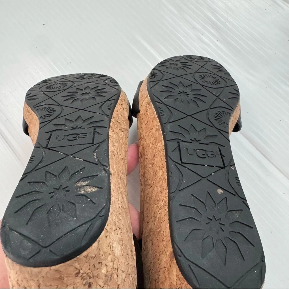 UGG Zoe Black and Tan Wedge Sandals